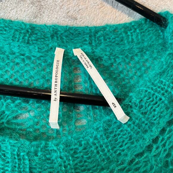 Anthropologie The Posey Stitchy Distressed Wool Blend Knit Sweater XS Petite - Picture 6 of 6